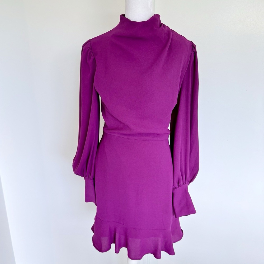 NWT Express Magenta Pink Draped Mock Neck Mini Dress Womens M Office Career NEW